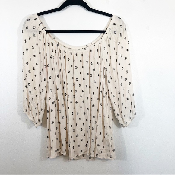 Maurices Tops - Maurices 1 boho cream black print 3/4 sleeve top